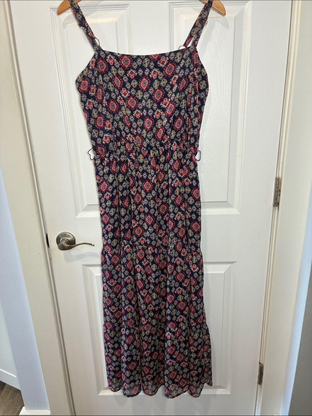 Socialite Navy Maxi Dress with Pink and Cream Medallion Print